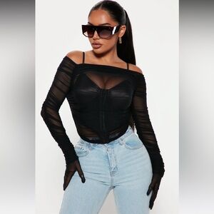 Black Sheer Off-Shoulder Top